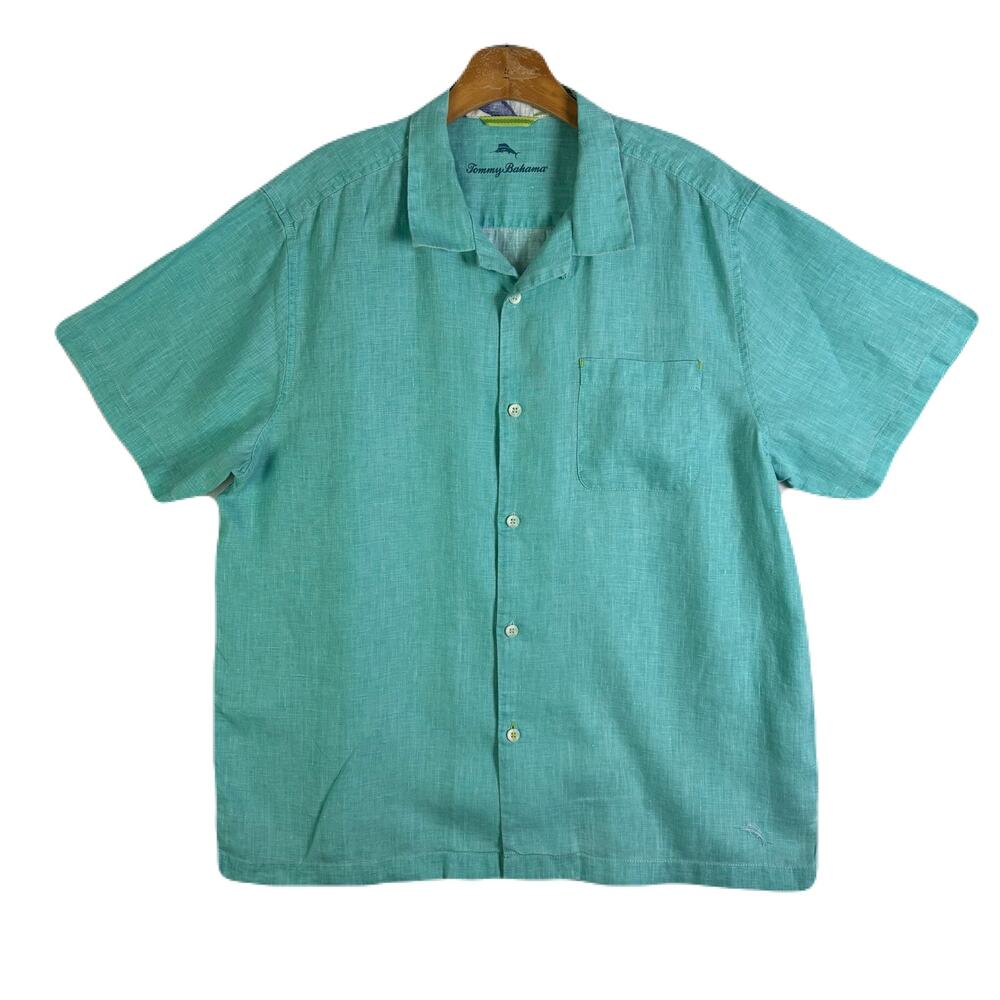 TOMMY BAHAMA 100% Linen Casual Dress Shirt Mens Size XL